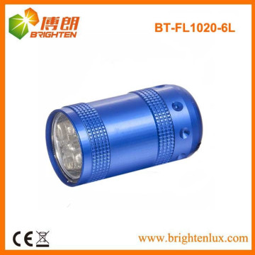 Factory Custom Made Metal 6 led Cheap Small Flashlight Torch With Keychain or Wrist Strap